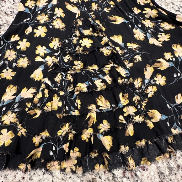 Free People Floral Mini Dress in Black and Yellow - Picture 7 of 9
